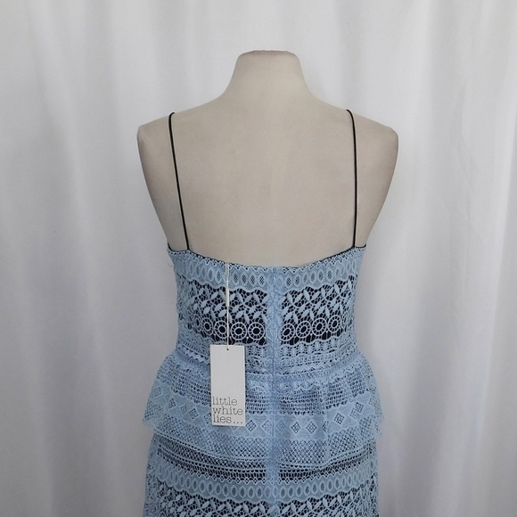 NWT!! LITTLE WHITE LIES Blue Crochet Lace Peplum Sheath Dress XX-Large XXL - Picture 10 of 14